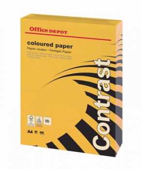 Farebný papier Office Depot Contrast - A4, intenzívna oranžová, 80 g, 500 listov