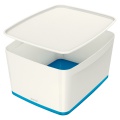 Úložný box vekom Leitz MyBox WOW - plastový, veľkosť L, biely/modrý