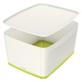 Úložný box s vekom Leitz MyBox, veľ.L,biela/zelená