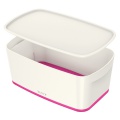 Úložný box vekom Leitz MyBox WOW - plastový, veľkosť S, biely/ružový
