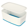 Úložný box vekom Leitz MyBox WOW - plastový, veľkosť S, biely/modrý