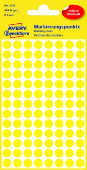 Samolepiace guľaté etikety Avery Zweckform - žltá, priemer 8 mm, 416 ks