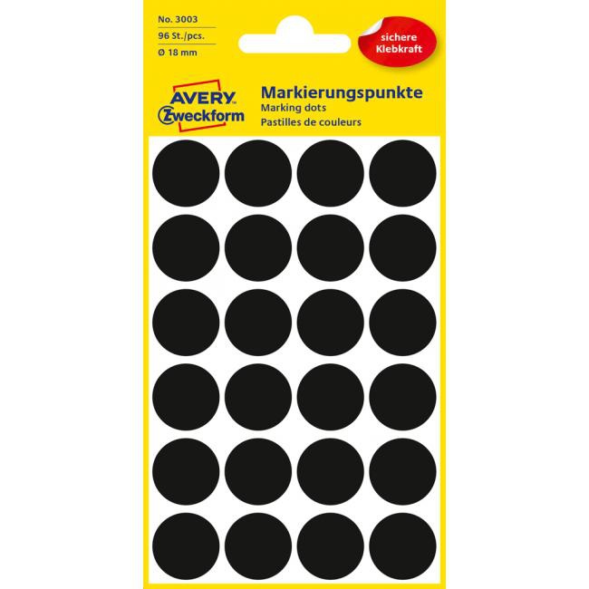 Avery Zweckform Etikety kruhové 18mm Avery čierne