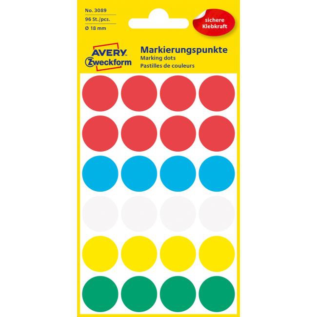 Avery Zweckform Etikety kruhové 18mm Avery mix farieb