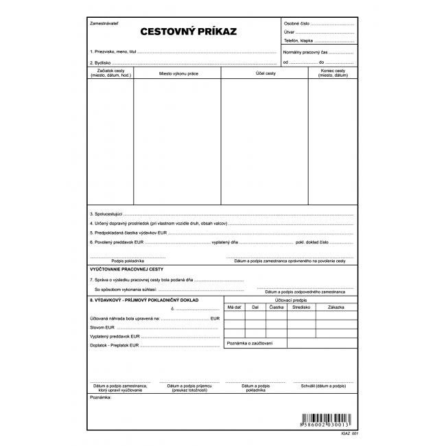 igaz Cestovný príkaz, A4, 1000 listov