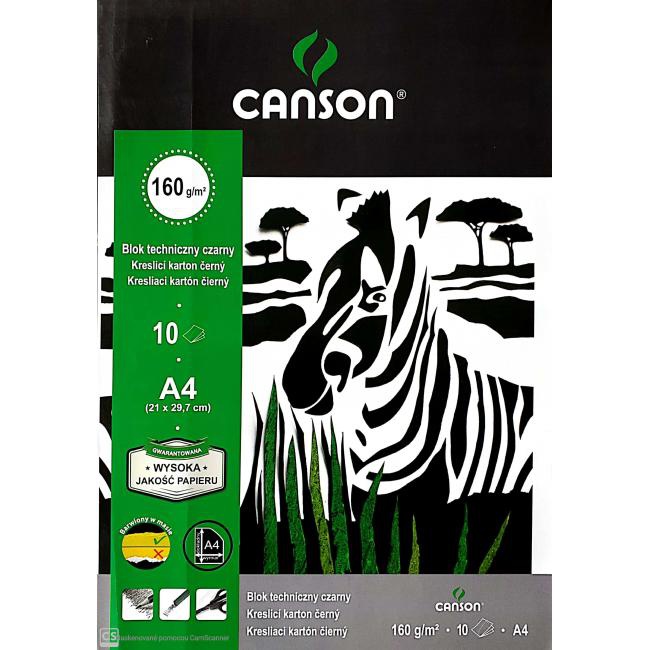 canson Farebné výkresy - blok A4 čierny, 10 hárkov, 160 g, `Šport`
