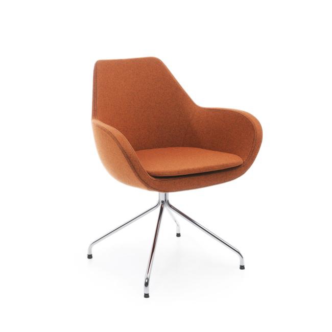 Profim Kreslo Fan, otočné na klzákoch, podnož chróm, látka Alba 3005