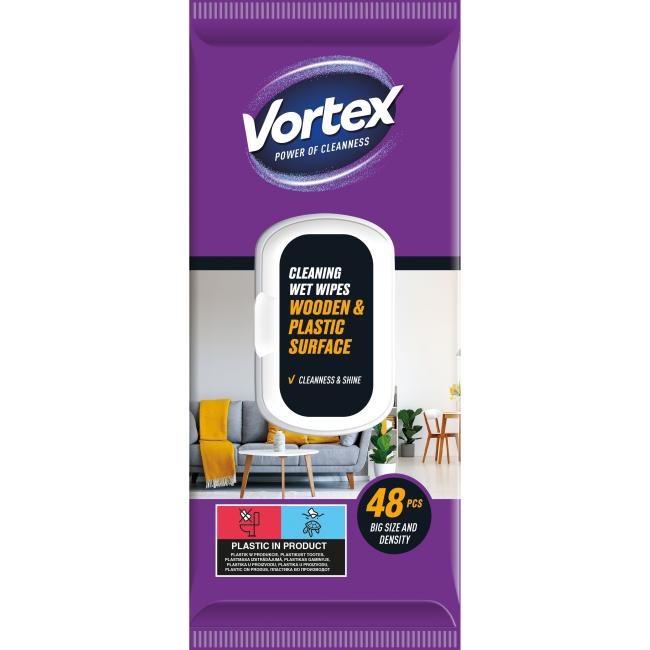 vortex Vlhčené utierky na drevené povrchy, 48 ks