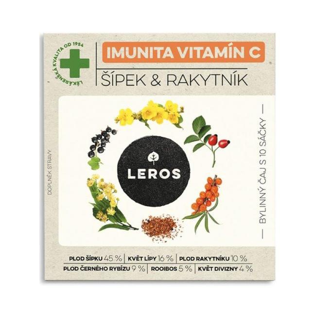 Čaj LEROS bylinný Natur Imunita Vitamín C šípka &amp; rakytník HB 10 x 1,5 g