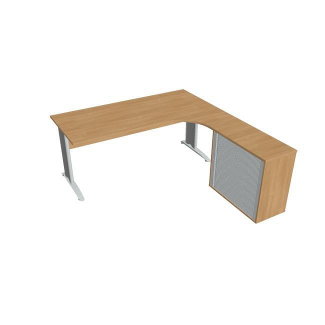 Hobis Pracovný stôl Cross, ergo, ľavý, 180x75,5x200 cm, dub/kov