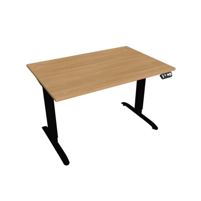 Hobis Pracovný stôl Motion, PO, 2S, 120x70,5-120,5x80 cm, dub/čierna