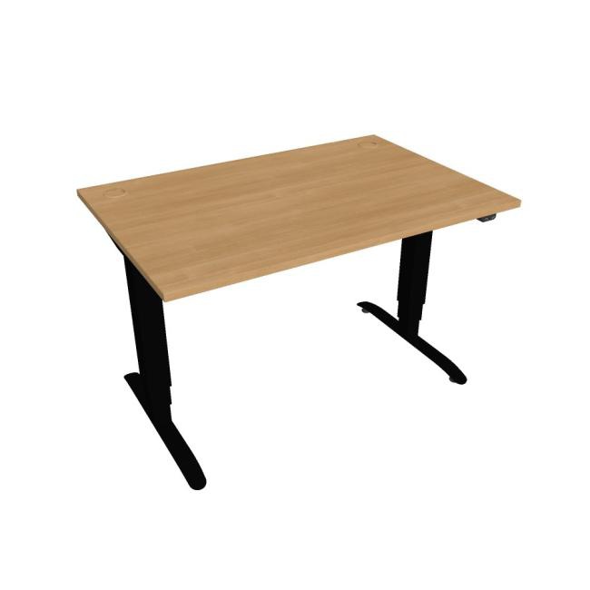 Hobis Pracovný stôl Motion, ZO, 3S, 120x61 - 128x80 cm, dub/čierna