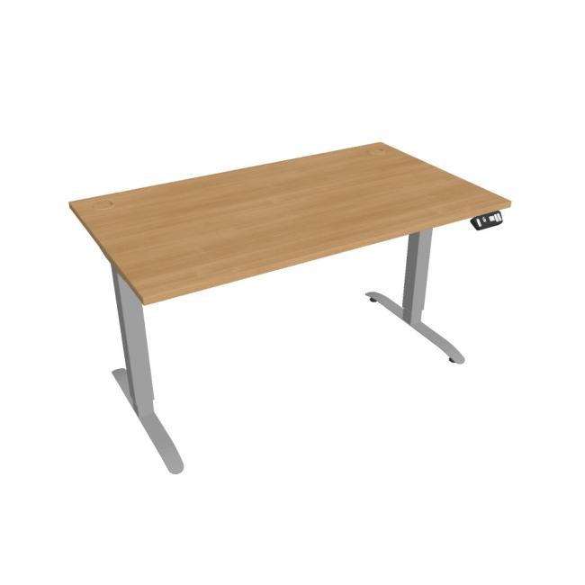 Hobis Pracovný stôl Motion, PO, 2S, 140x70,5-120,5x80 cm, dub/sivá