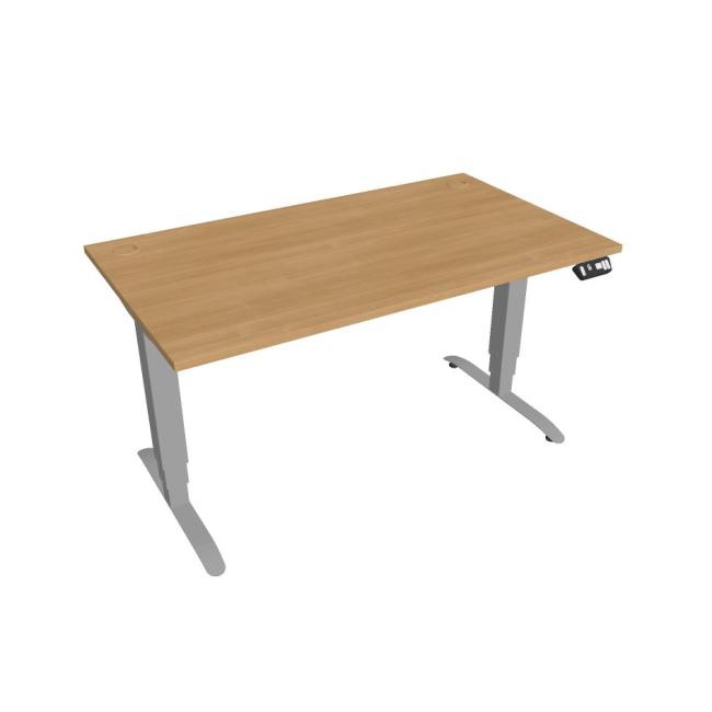 Hobis Pracovný stôl Motion, PO, 3S, 140x61 - 128x80 cm, dub/sivá