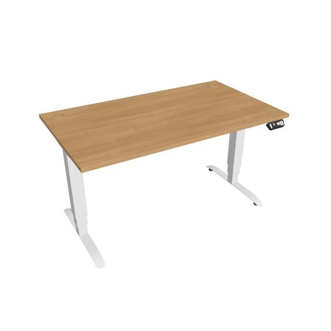 Hobis Pracovný stôl Motion, PO, 3S, 140x61 - 128x80 cm, dub/biela