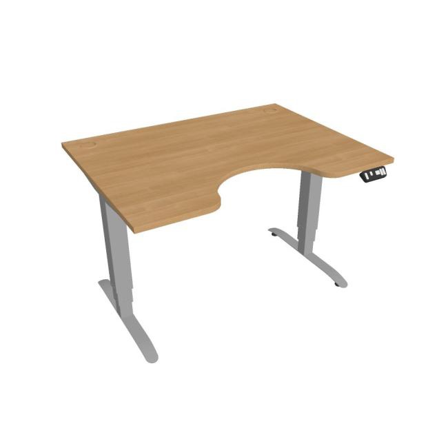 Hobis Pracovný stôl Motion Ergo, PO, 3S, 120x61-128x90 cm, dub/sivá