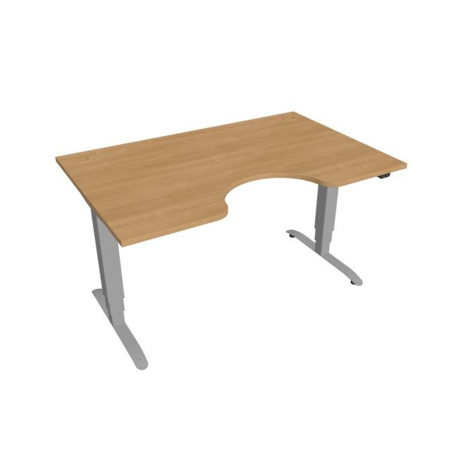 Hobis Pracovný stôl Motion Ergo, ZO, 3S, 140x61-128,x90 cm, dub/sivá