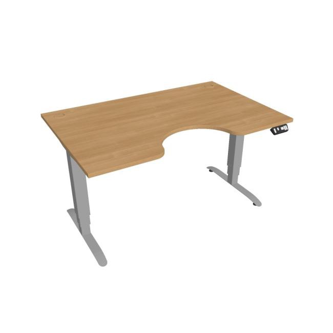 Hobis Pracovný stôl Motion Ergo, PO, 3S, 140x61-128x90 cm, dub/sivá