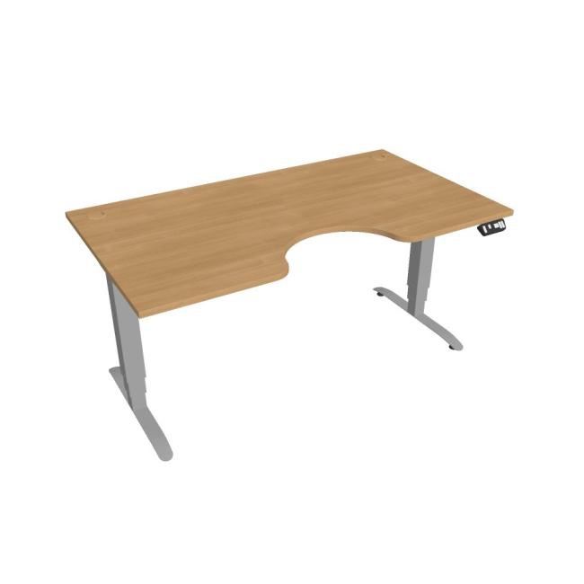 Hobis Pracovný stôl Motion Ergo, PO, 3S, 160x61-128x90 cm, dub/sivá
