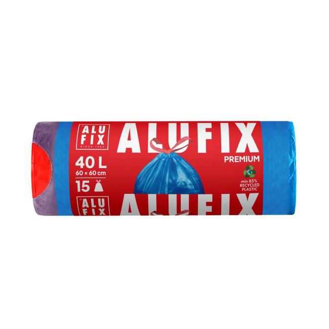 Alufix Vrecia na odpadky zaťahovacie, 40 l / 15 ks, 20mic., 60 x 60 cm, modré, LDPE