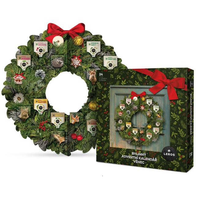 LEROS bylinný adventný kalendár veniec (24 vreciek)