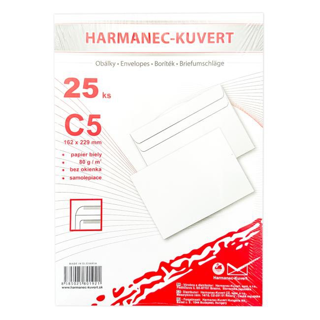 harmanec-kuvert Poštové obálky C5 samolepiace, 25 ks