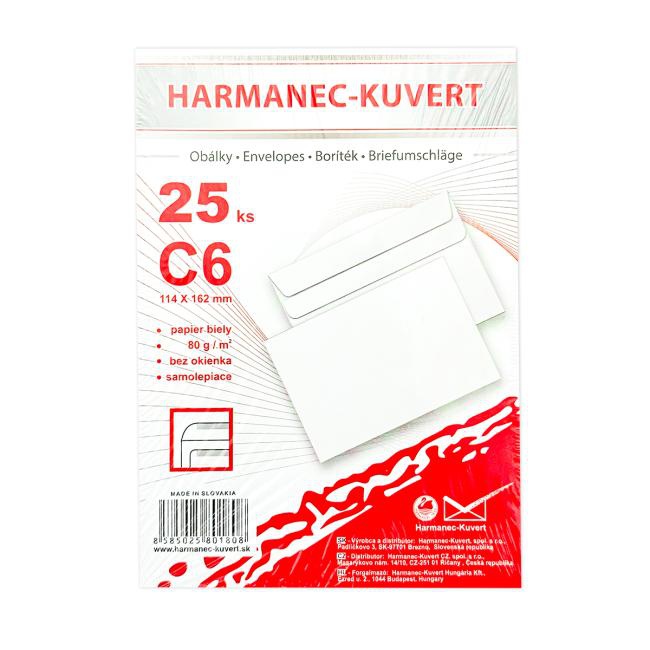 harmanec-kuvert Poštové obálky C6 samolepiace, 25 ks