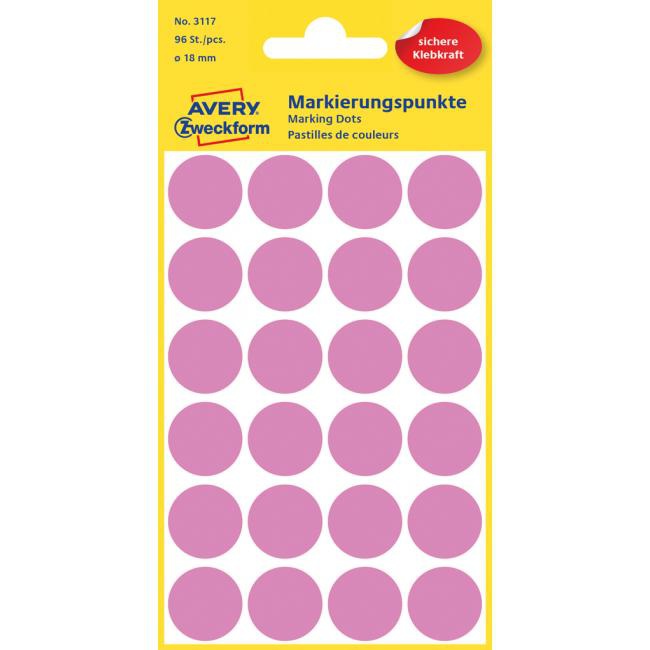 Avery Zweckform Etikety kruhové 18mm Avery ružové