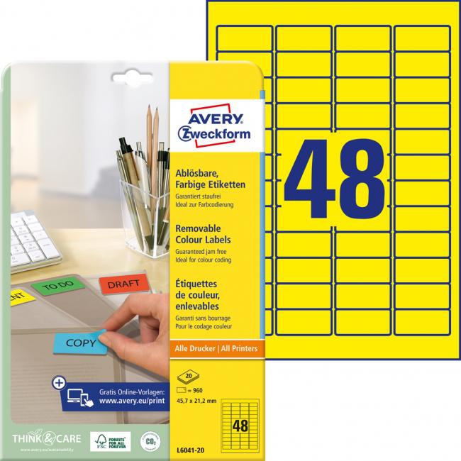 Avery Zweckform Etikety Avery odnímateľné 45,7x21,2 mm, žlté