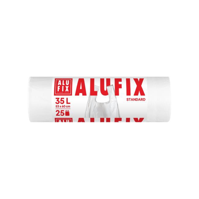 Alufix Vrecia na odpadky zaväzovacie, 35 l / 25 ks, 10mic., 53 x 60 +16 cm, biele, HDPE