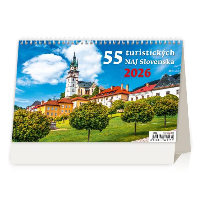 helma Stolový kalendár riadkový 22,6x13,9 cm - 55 turistických NAJ Slovenska 2026