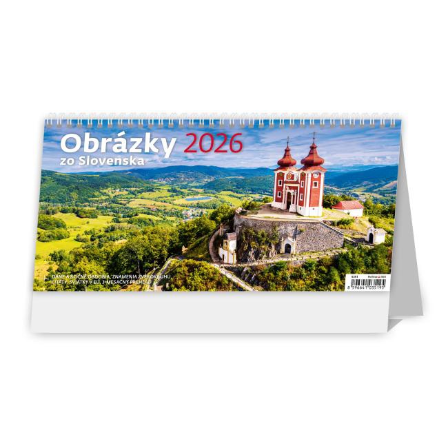 helma Stolový kalendár stĺpcový 30,1x15 cm - Obrázky zo Slovenska 2026